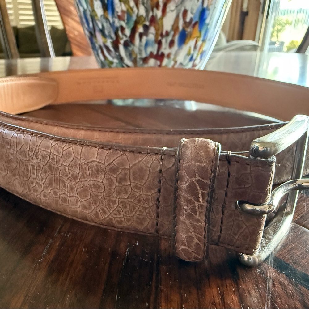 TRAFALGAR NOLAN ITALIAN NUBUCK LEATHER Made In CONNECTICUT MEN SZ 38 BROWN BELT